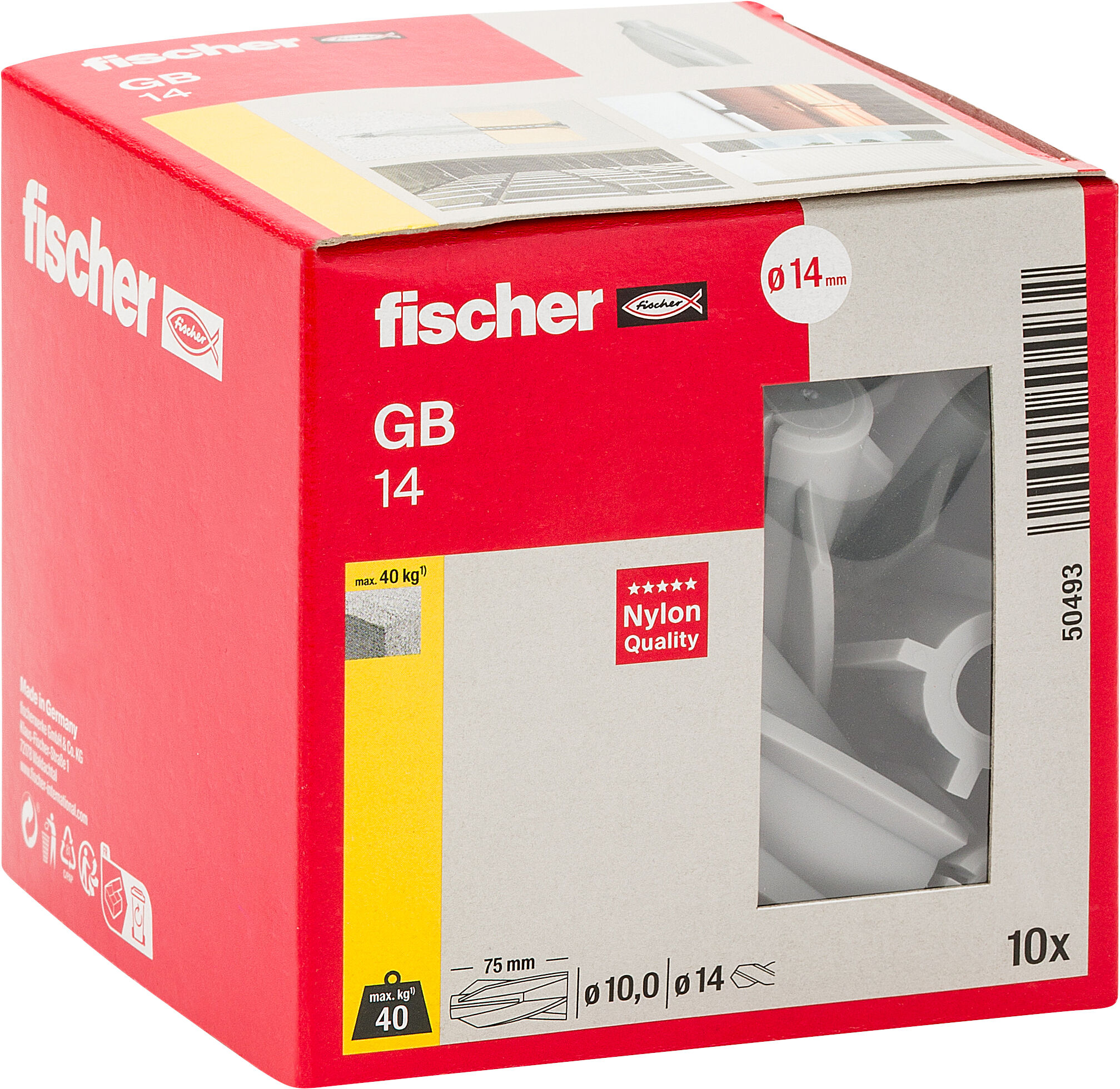 Packaging: "fischer Gasbetonplug GB 14"
