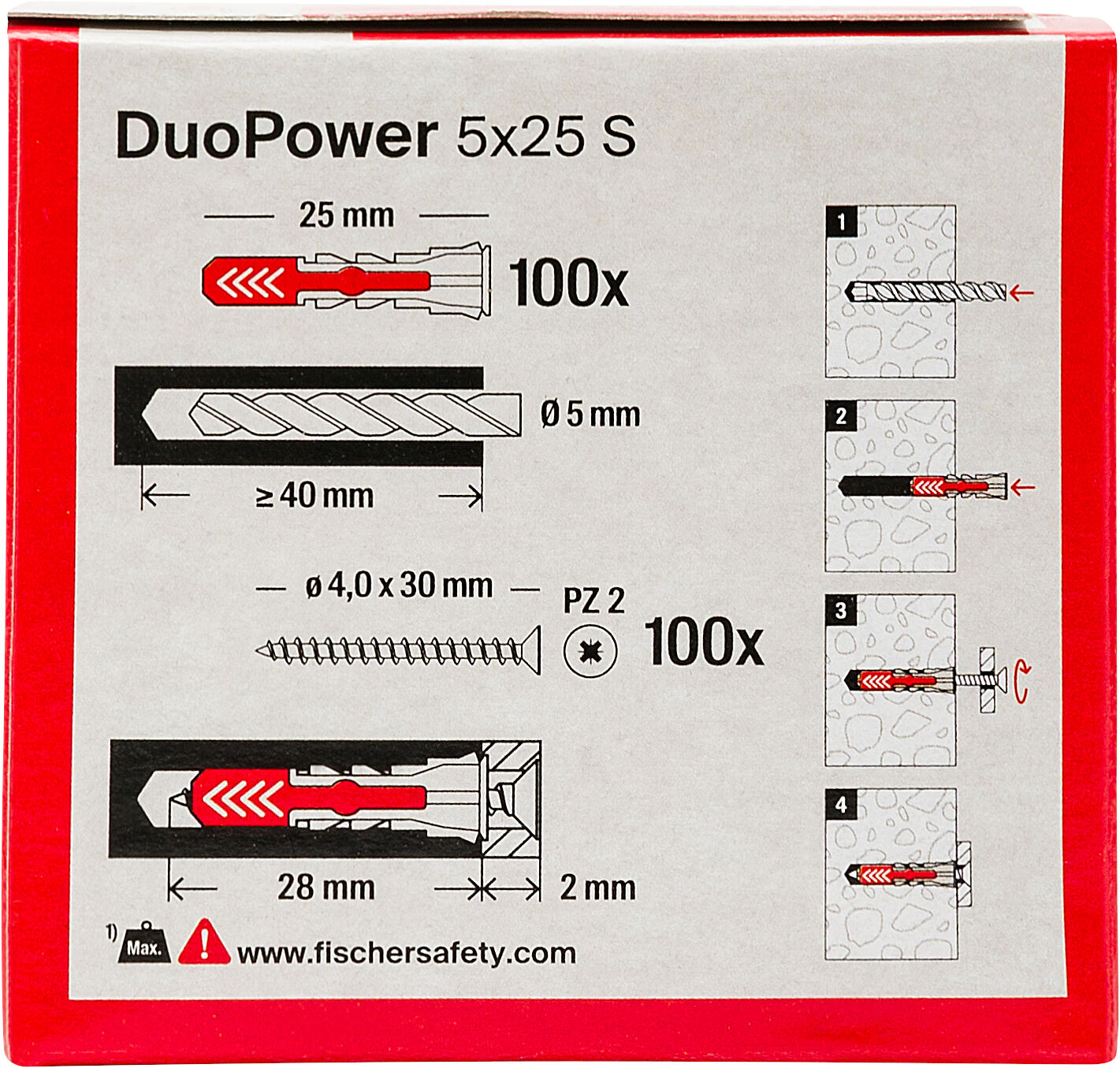 Confezione: "DuoPower 5x25 S tassello con vite"