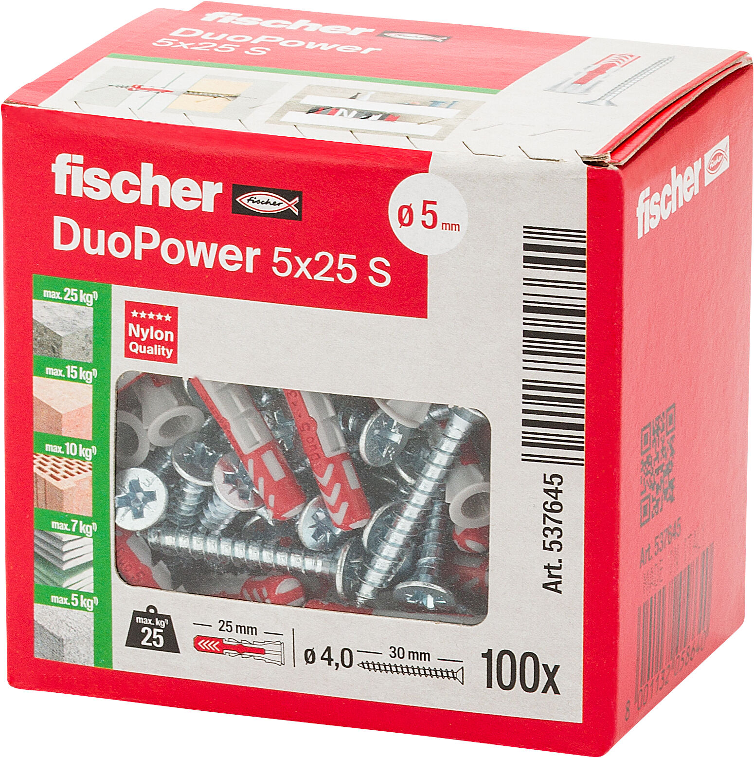 Confezione: "DuoPower 5x25 S tassello con vite"
