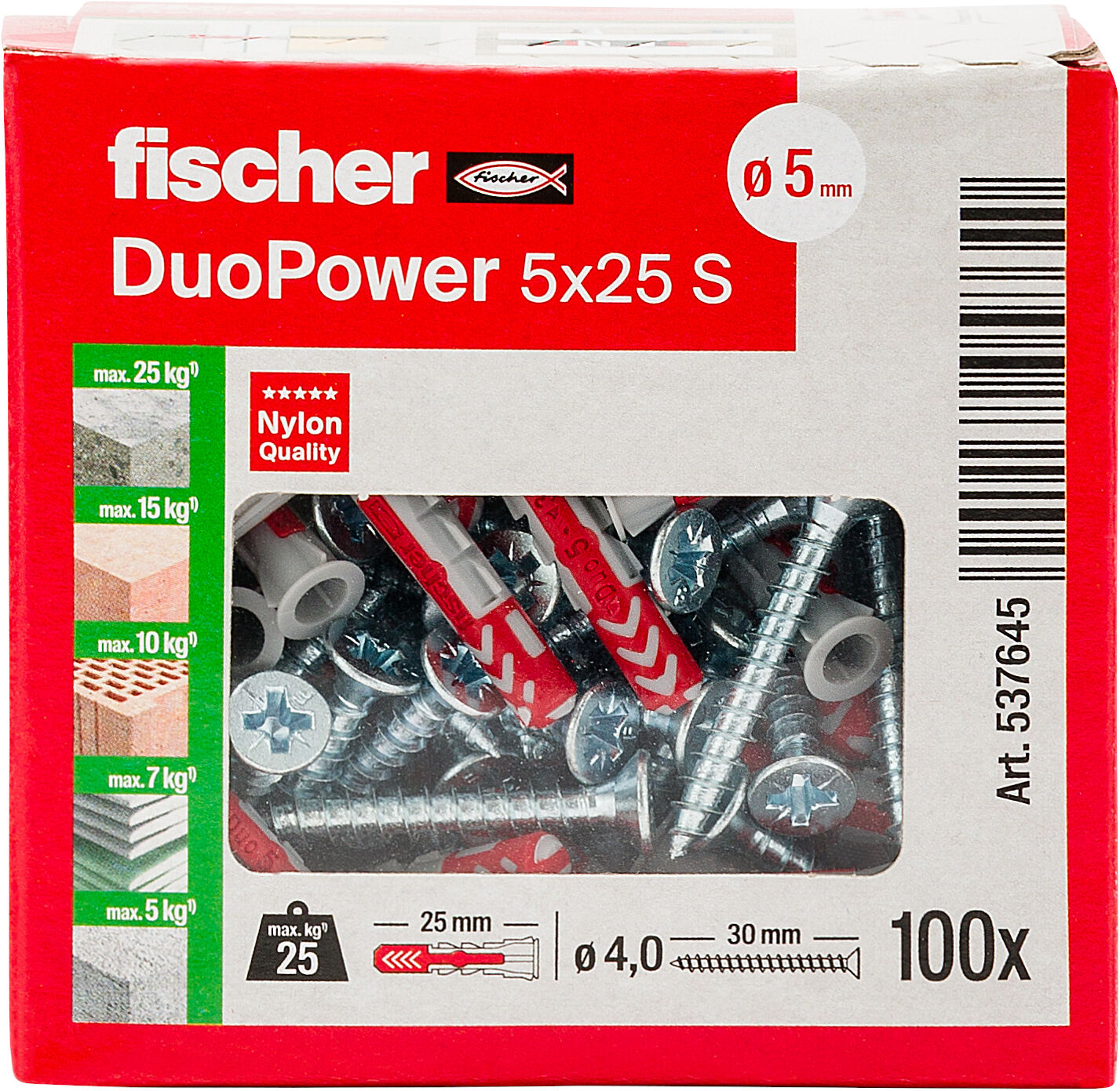 Confezione: "DuoPower 5x25 S tassello con vite"