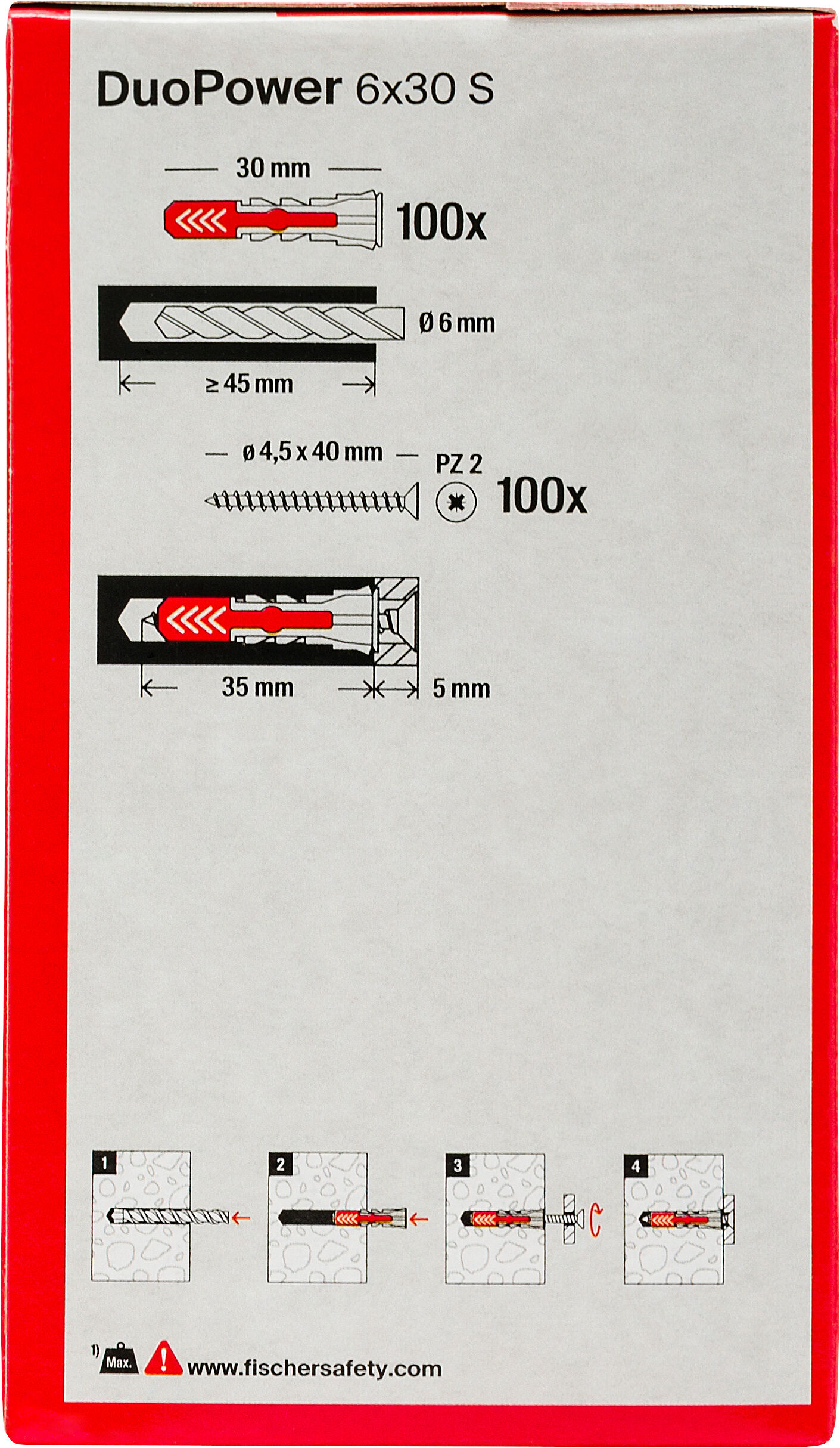 Confezione: "DuoPower 6x30 S tassello con vite"