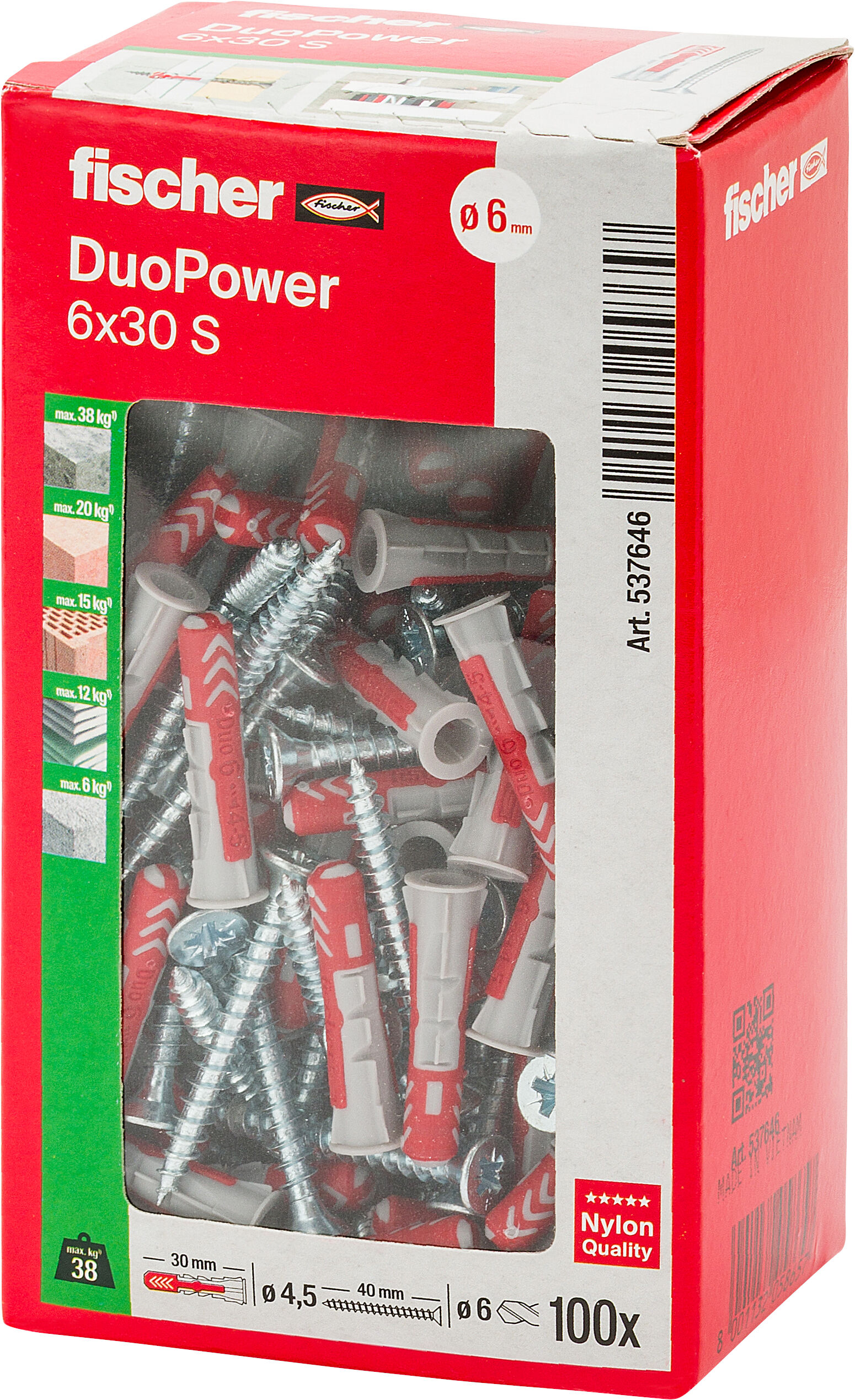 Confezione: "DuoPower 6x30 S tassello con vite"