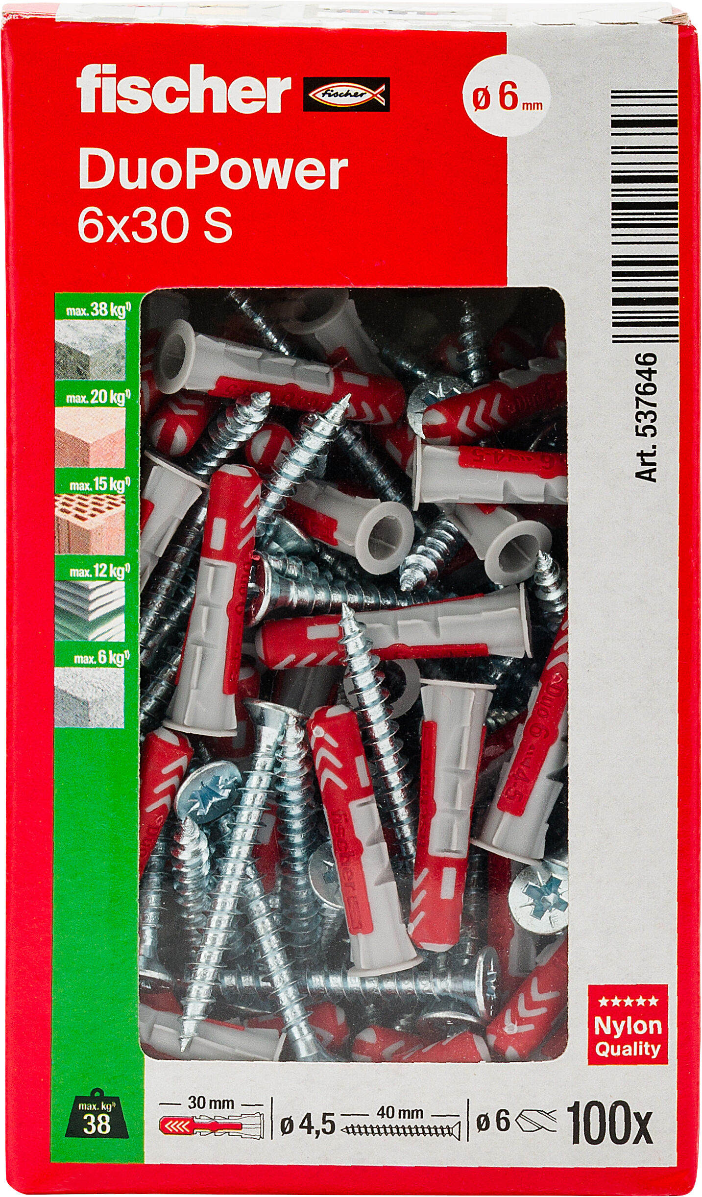 Confezione: "DuoPower 6x30 S tassello con vite"