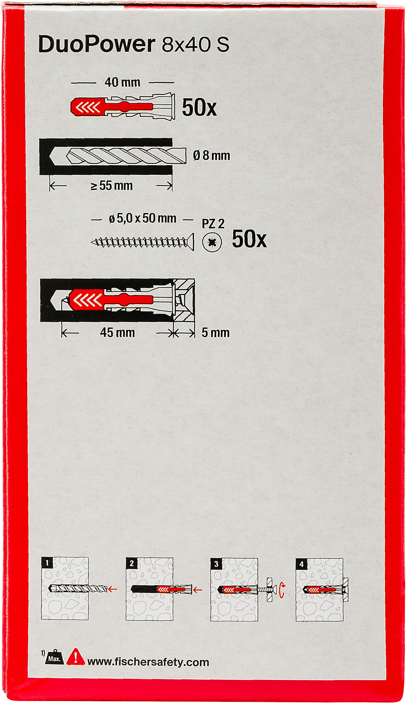 Confezione: "DuoPower 8x40 S tassello con vite"
