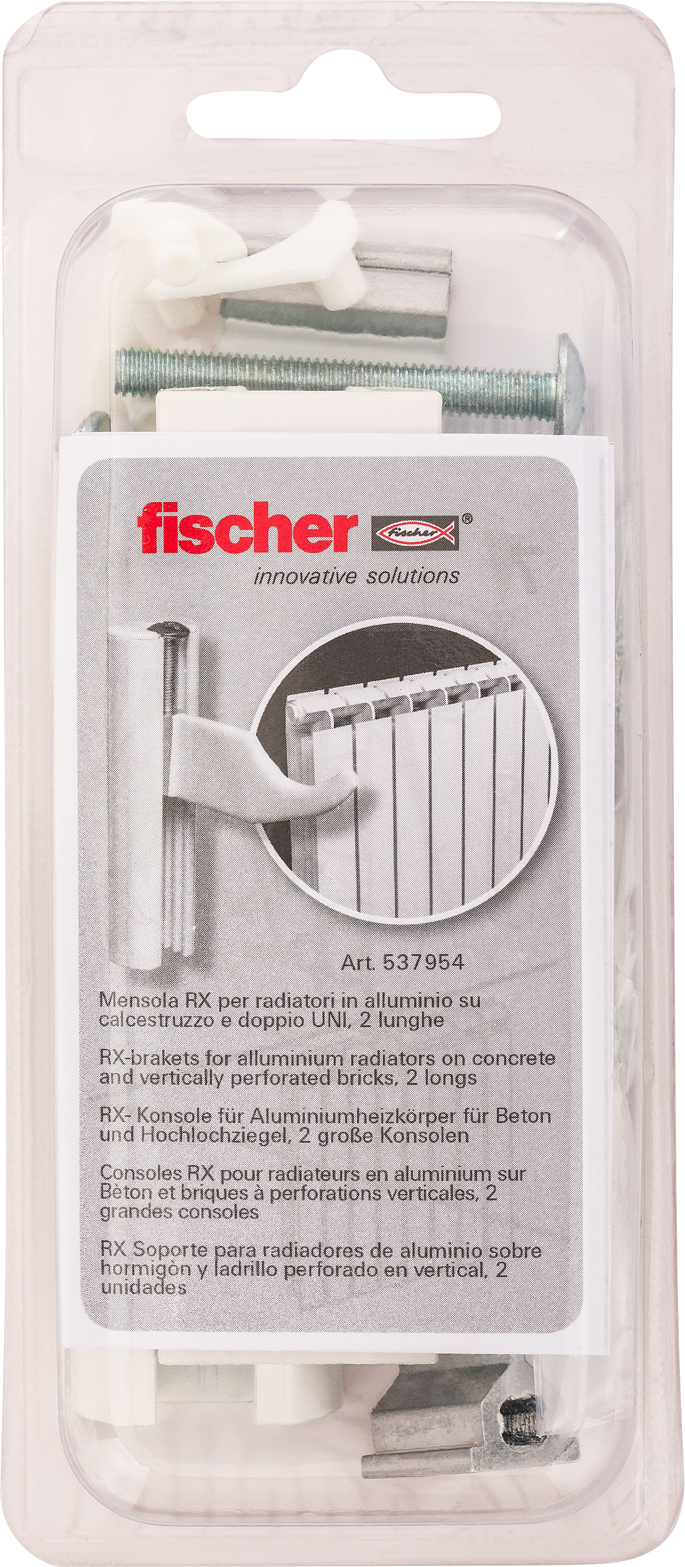 Confezione: "RX mensola regolabile per radiatori in alluminio"