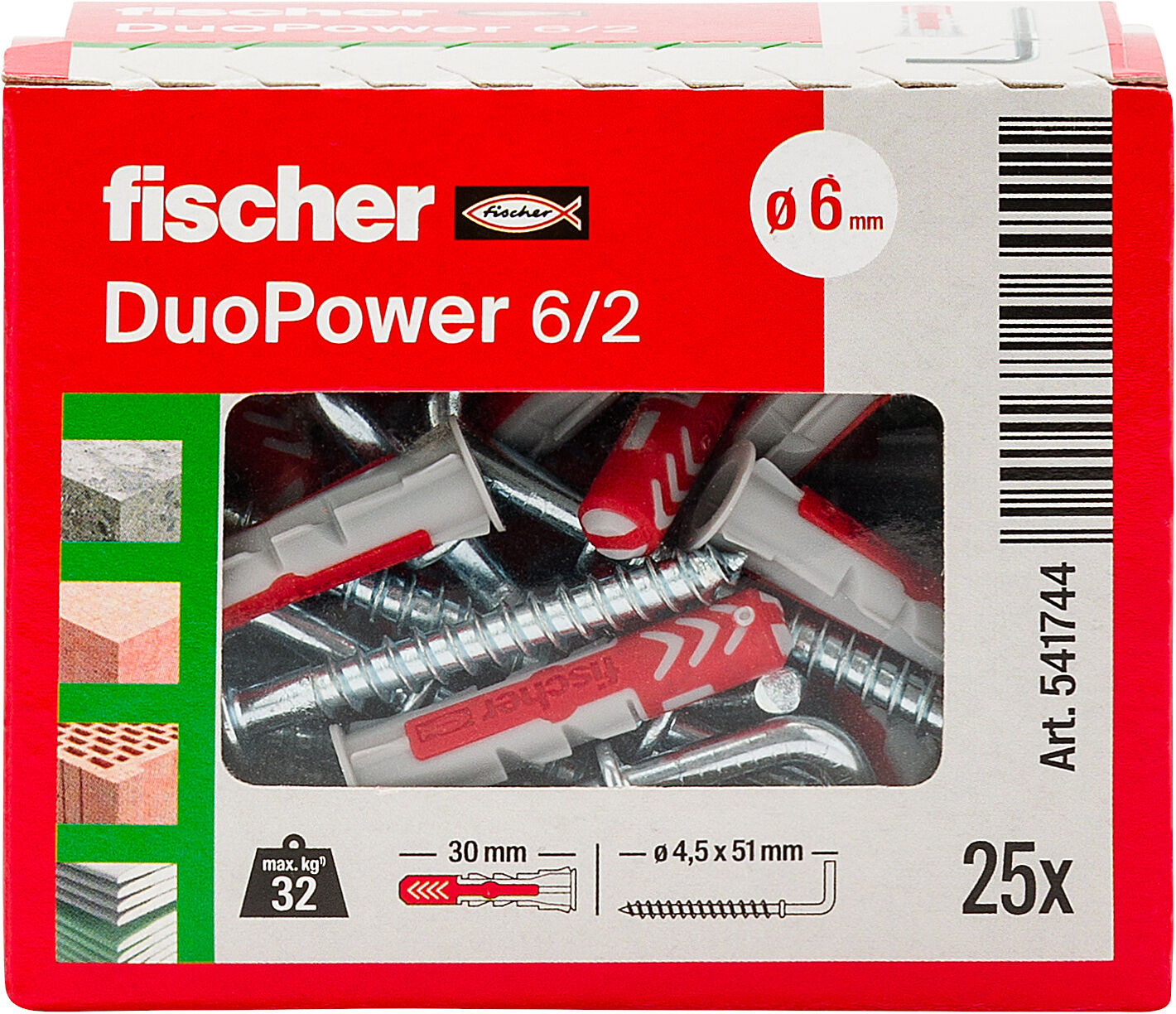 Confezione: "DuoPower 6/2 tassello con gancio medio"