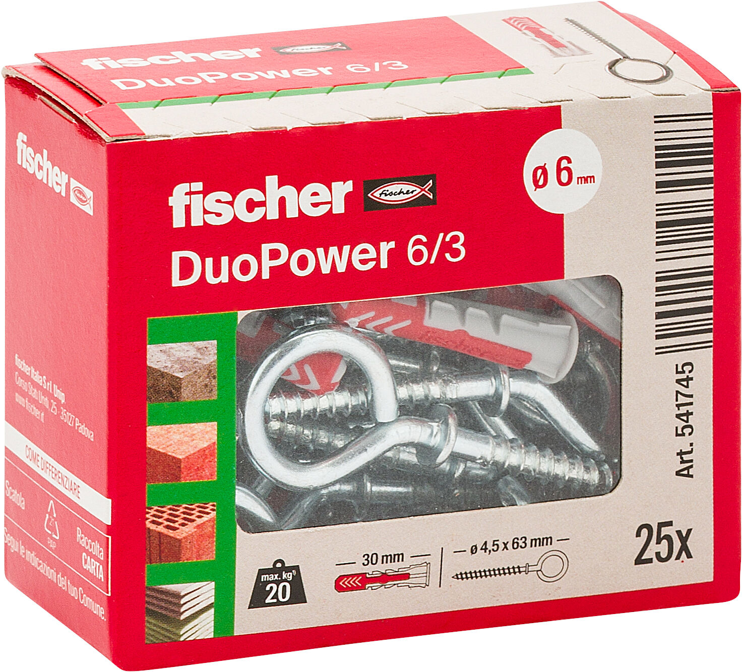 Confezione: "DuoPower 6/3 tassello con occhiolo chiuso"