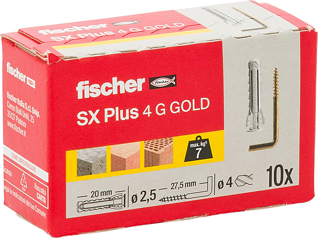 Confezione: "SX Plus 4x20 G Gold Tassello con Gancio Oro"