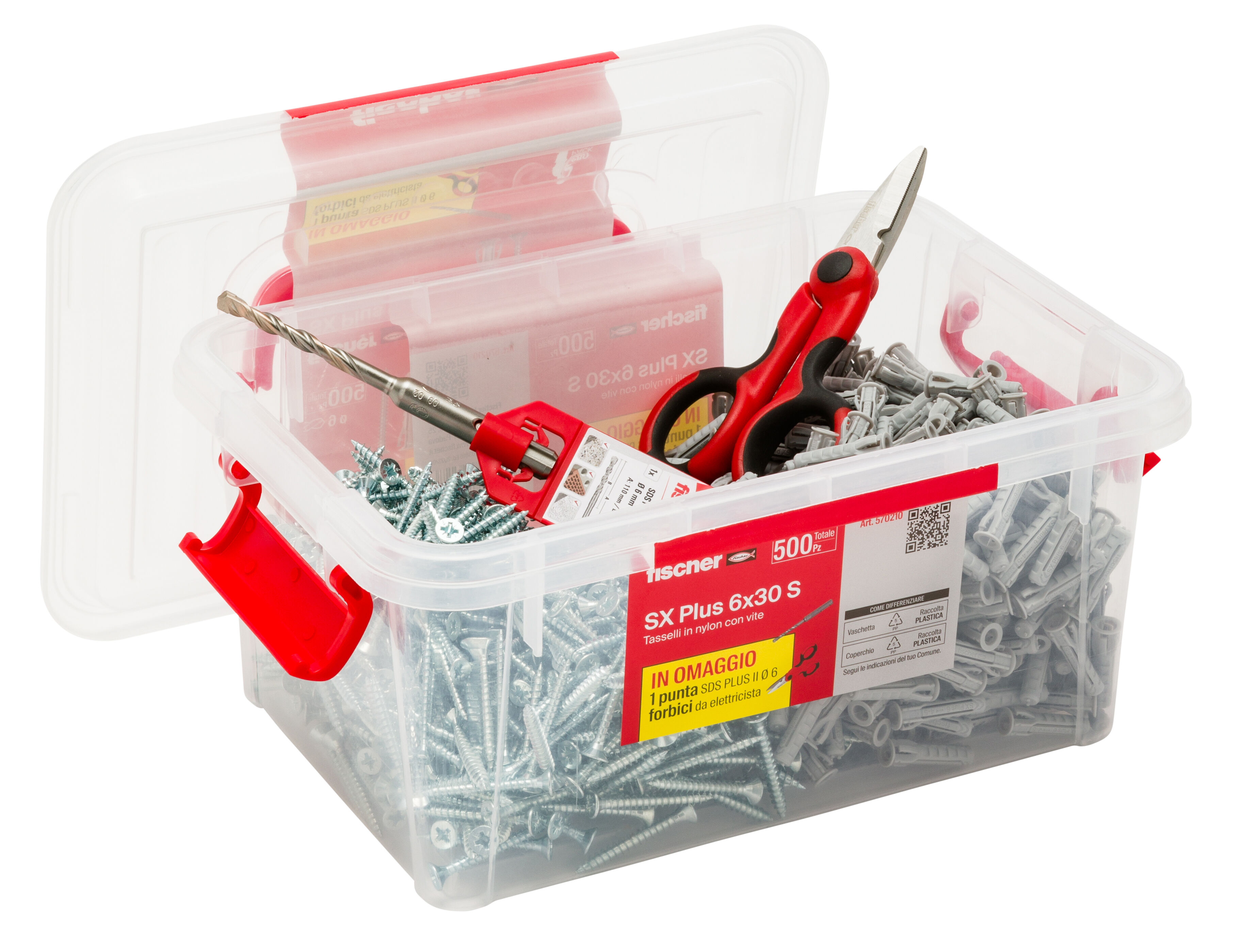 Confezione: "SX Plus 6x30 S con punta, vaschetta da 500 pz"