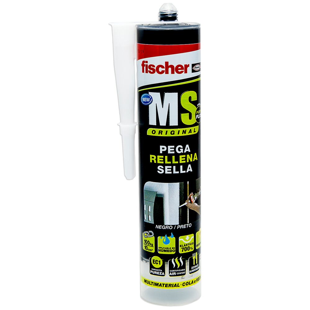 fischer  polímero silicona beige MS PLUS. Sellador adhesivo antimoho para juntas  bañera, ventanas, grietas. Pegamento fuerte. (290ml) : : Bricolaje  y herramientas