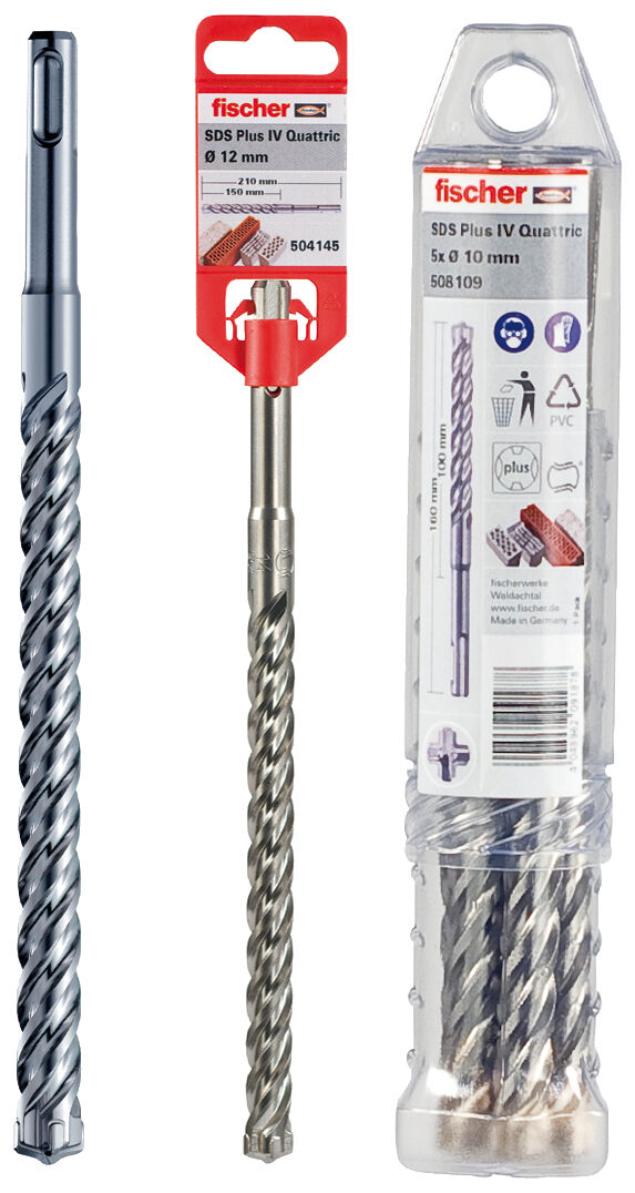 Hammer drill bit SDS Plus IV Quattric (inch)