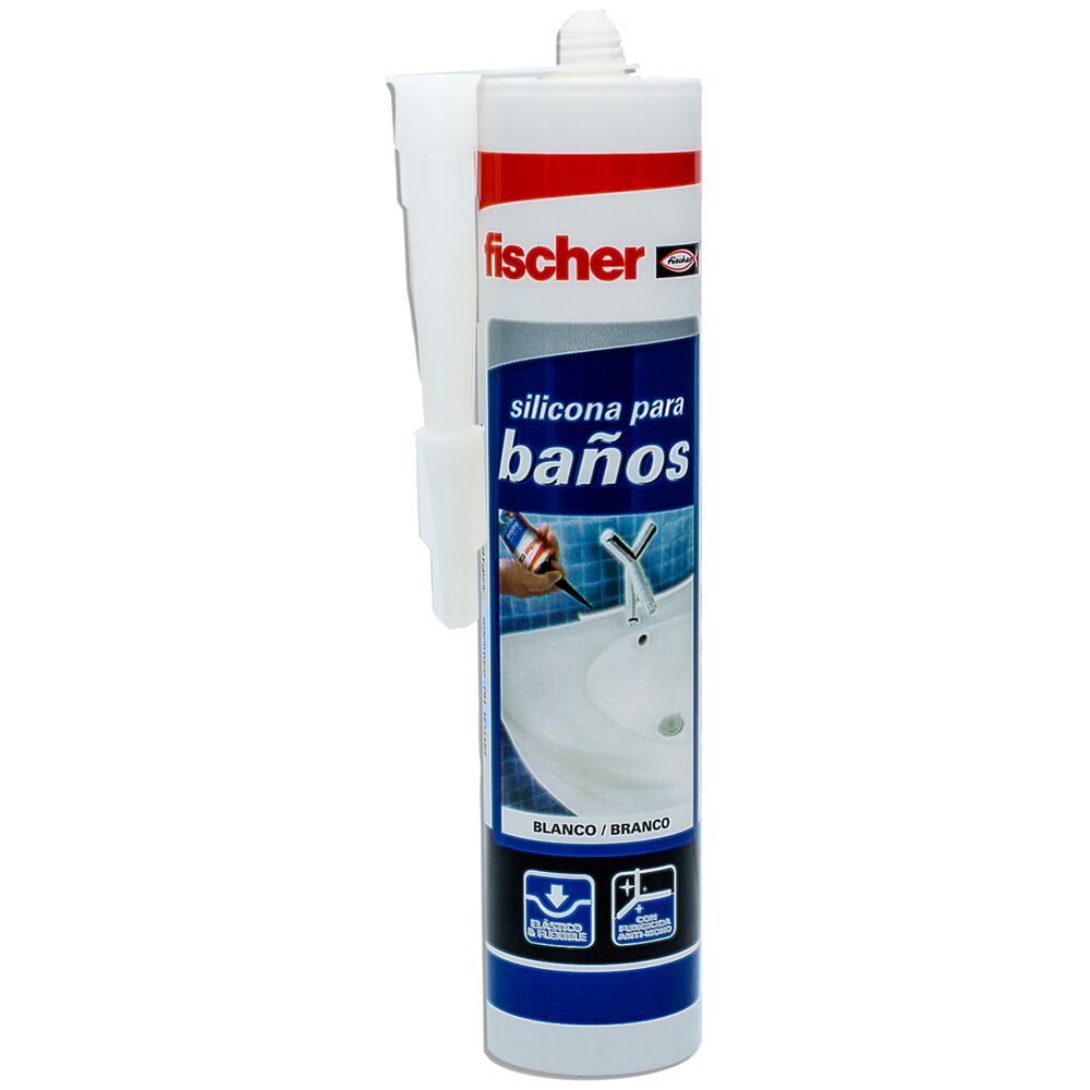 fischer - Super Baños silicona blanca baño antimoho, duradera e impermeable  para el sellado de baños bañera, mamparas y cocinas sin olores molestos,  100ml : : Deportes y aire libre