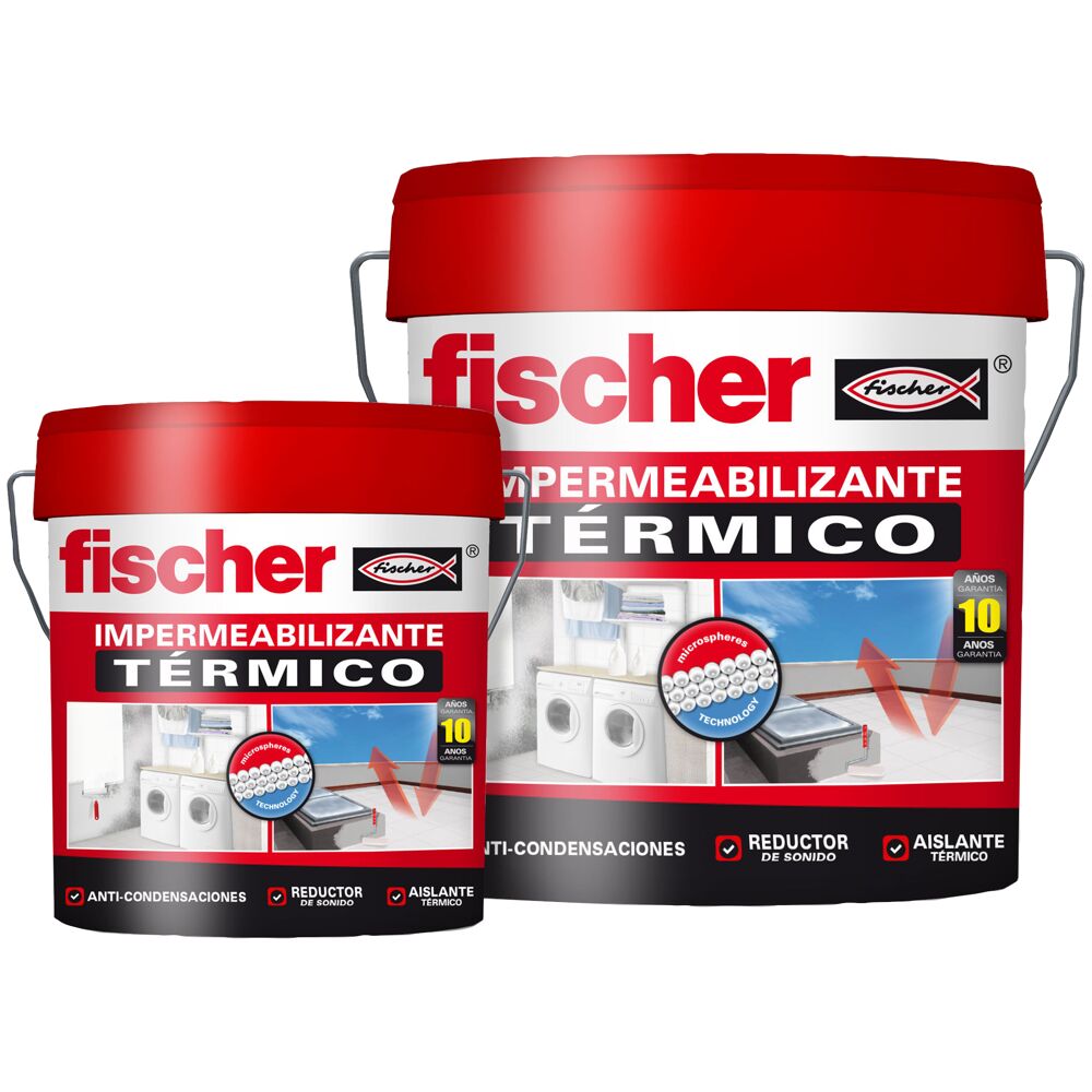 fischer - Pintura impermeabilizante (cubo 5kg) Gris con fibras, resistente  al agua y exteriores : : Bricolaje y herramientas