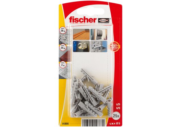 Συσκευασία: "fischer S 5 Νάιλον βύσμα σε blister"