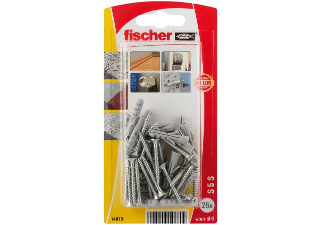 Συσκευασία: "fischer S 5 S Νάιλον βύσμα με βίδα σε blister"
