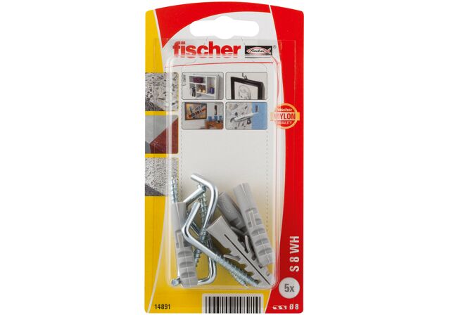 Packaging: "fischer Expansion plug S 8 WH with angle hook"