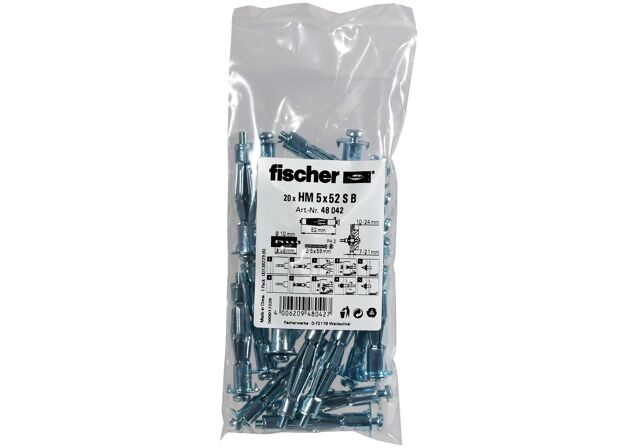 Packaging: "fischer 金属翻转锚栓 HM 5 x 52 S B 袋装"