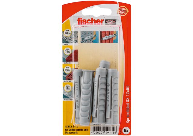 Packaging: "fischer Expansion plug SX 12 x 60 with rim"