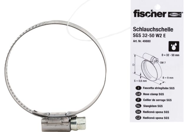 Εικόνα προϊόντος: "fischer SGS 32-50 W1 K Σφιγκτήρας εύκαμπτων σωλήνων σε blister"