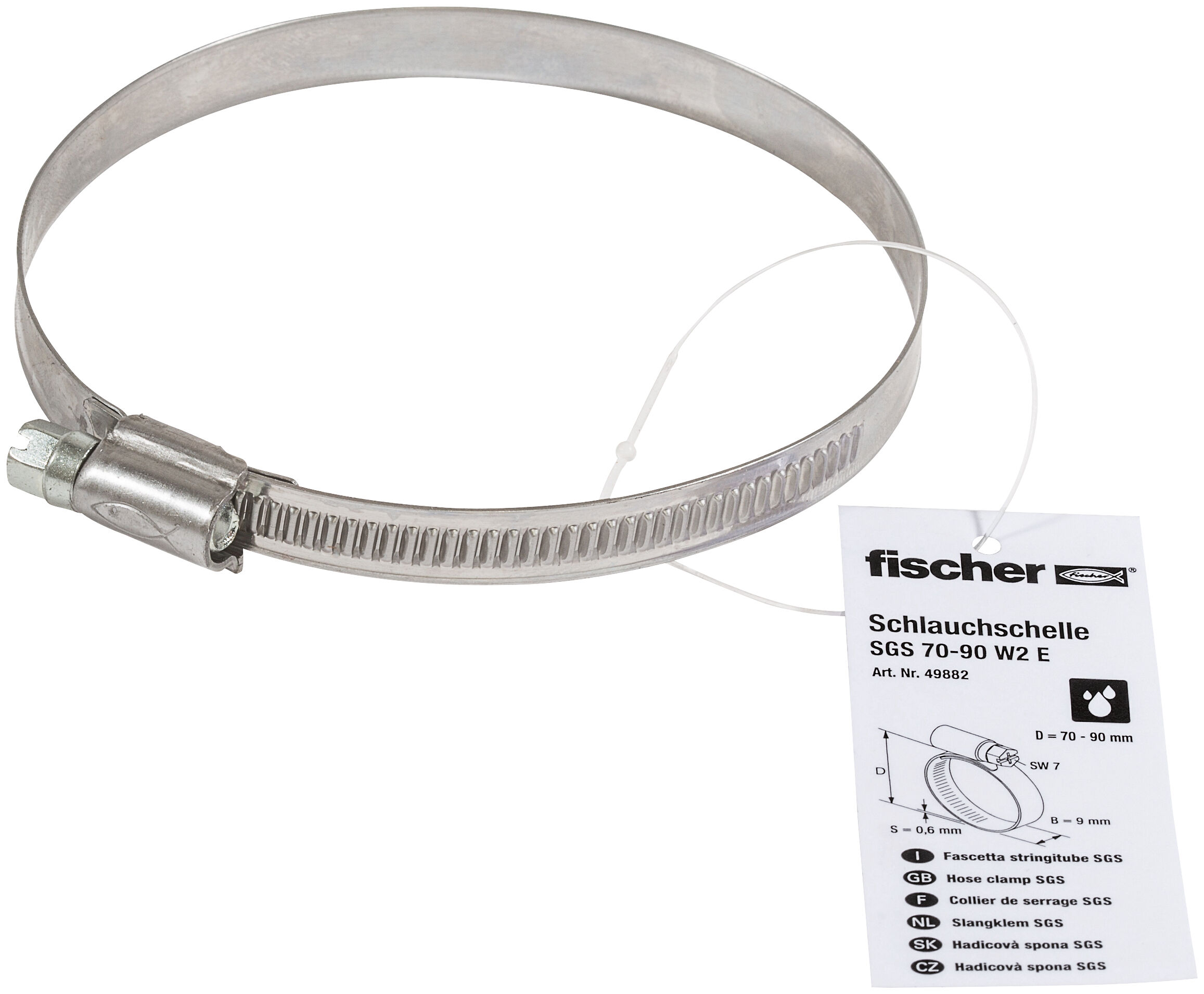 Product Picture: "fischer Hose clamp SGS 70 - 90 W2 E item pricing"