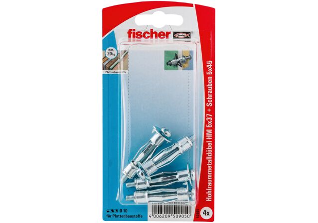 Packaging: "fischer Metal cavity fixing HM 5 x 37 S with screw SB-card"