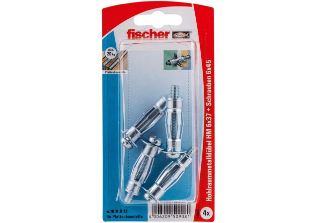 Packaging: "fischer Metal cavity fixing HM 6 x 37 S with screw SB-card"