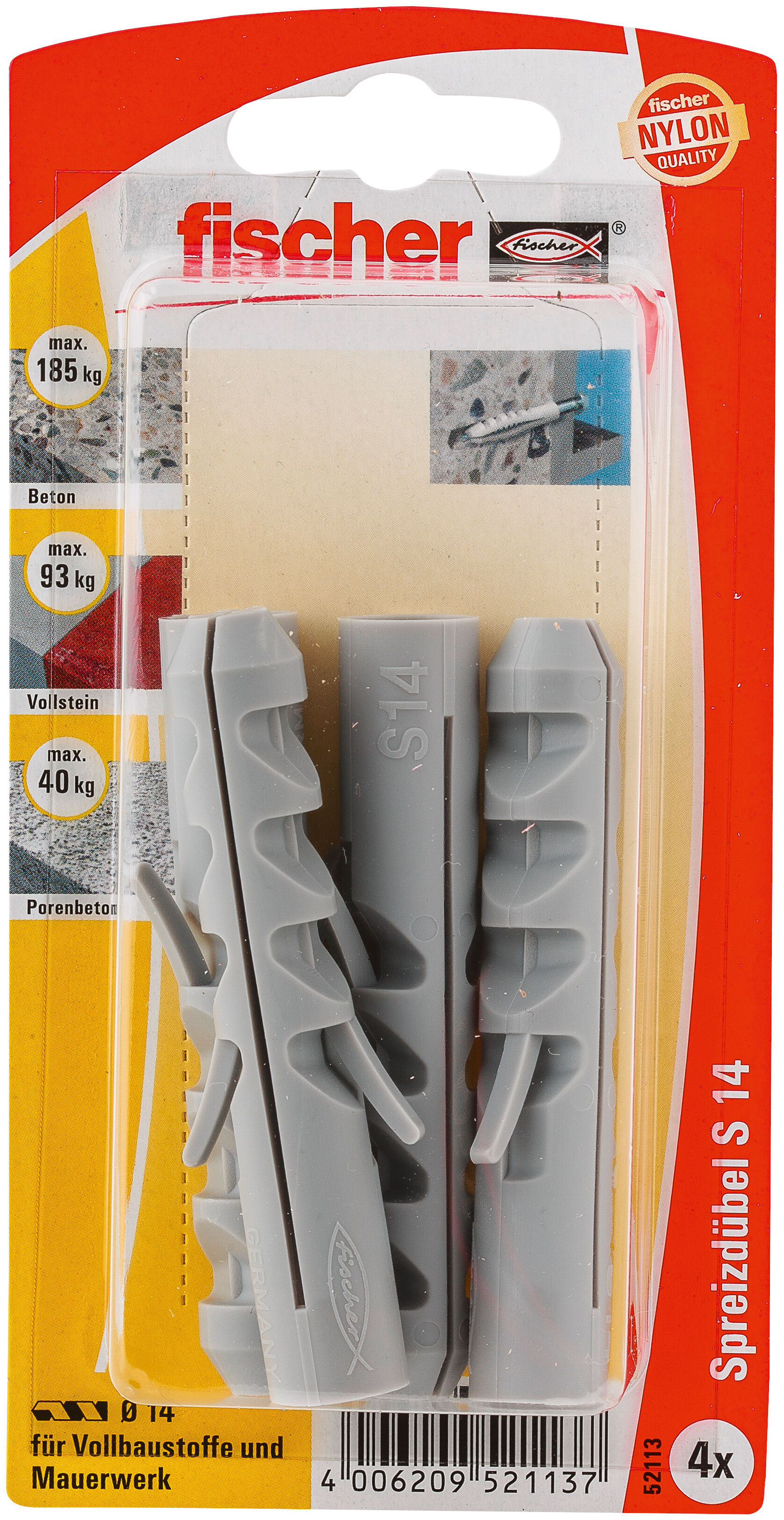 Packaging: "fischer Expansion plug S 14 GK large card"