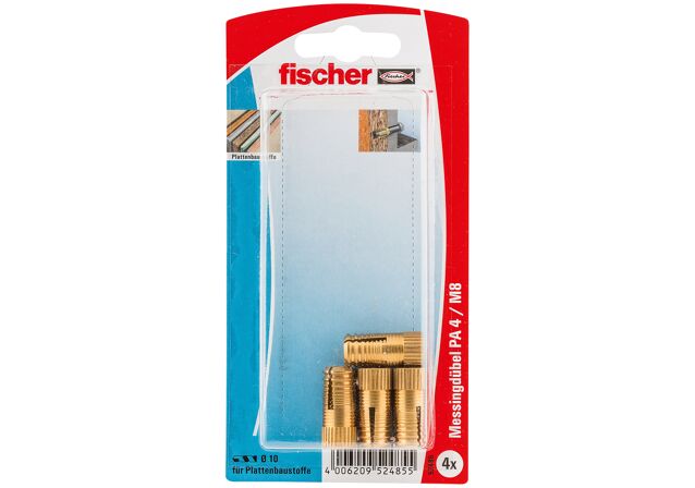 Packaging: "fischer Brass fixing PA 4 M8/25 K SB-card"