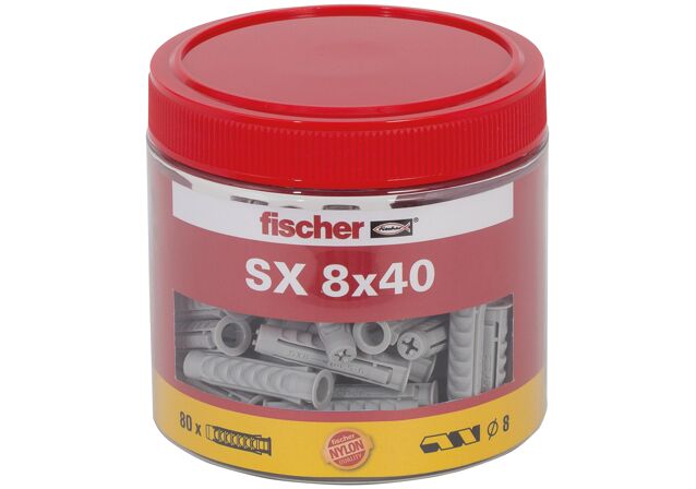 Packaging: "fischer Plug SX 8 x 40 box"