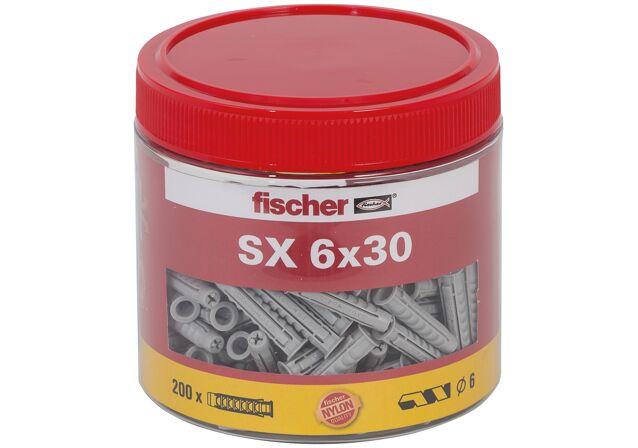 Packaging: "fischer Plug SX 6 x 30 box"