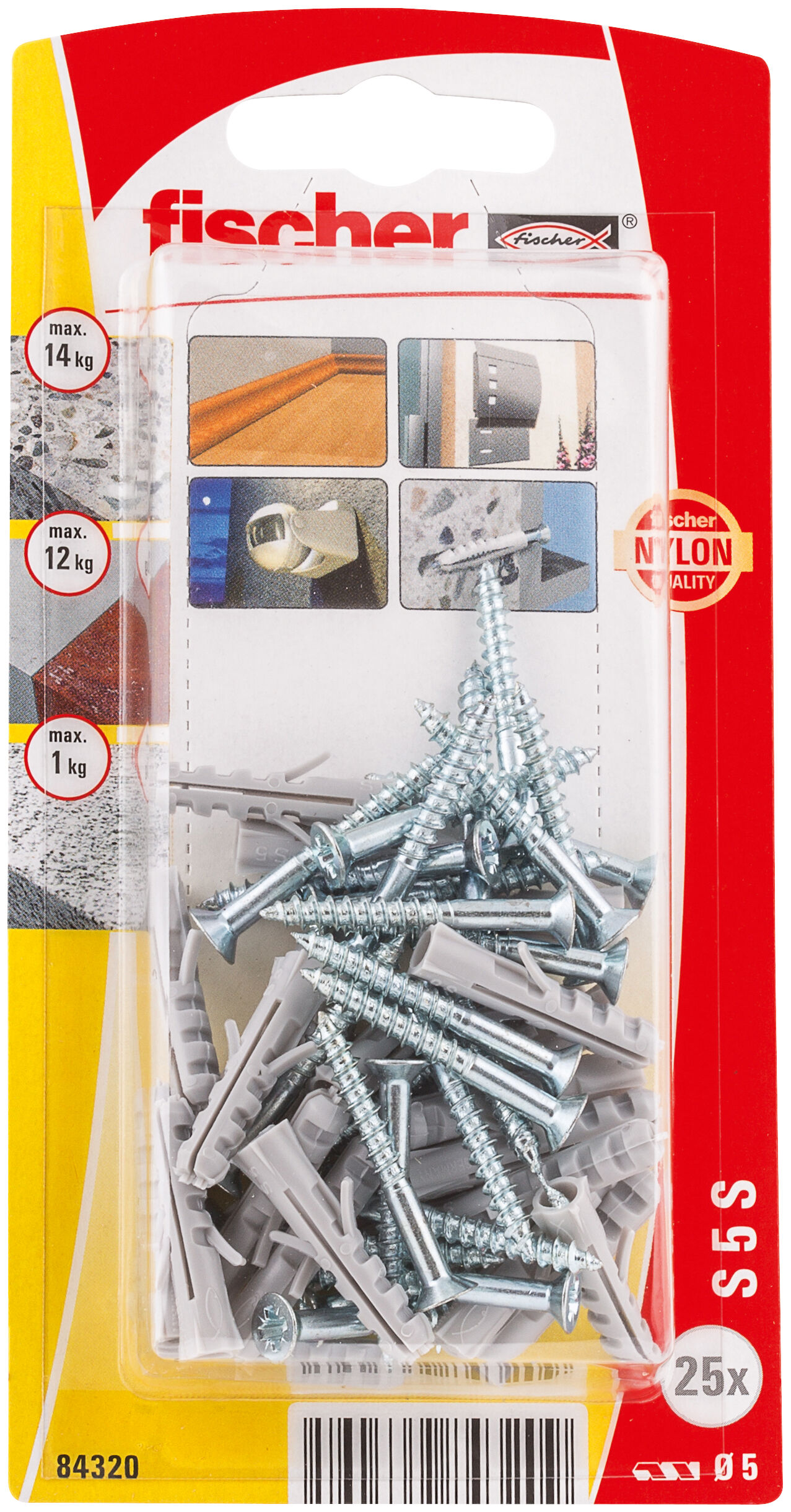 Packaging: "fischer Expansion plug S 5 with screw"
