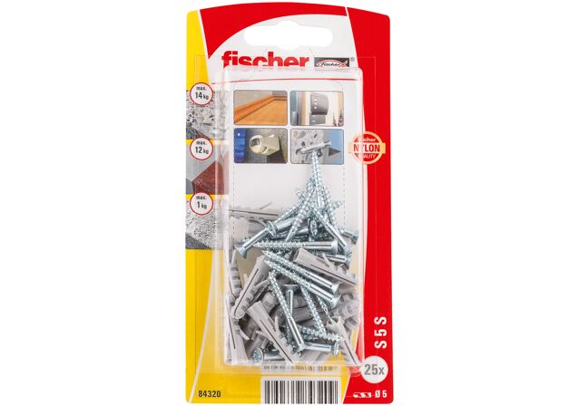 Packaging: "fischer Laajeneva tulppa S 5 with screw"