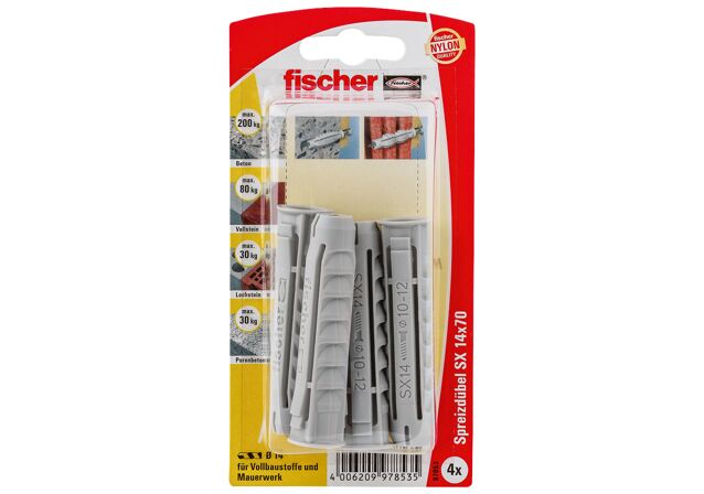 Packaging: "fischer Expansion plug SX 14 x 70 with rim"