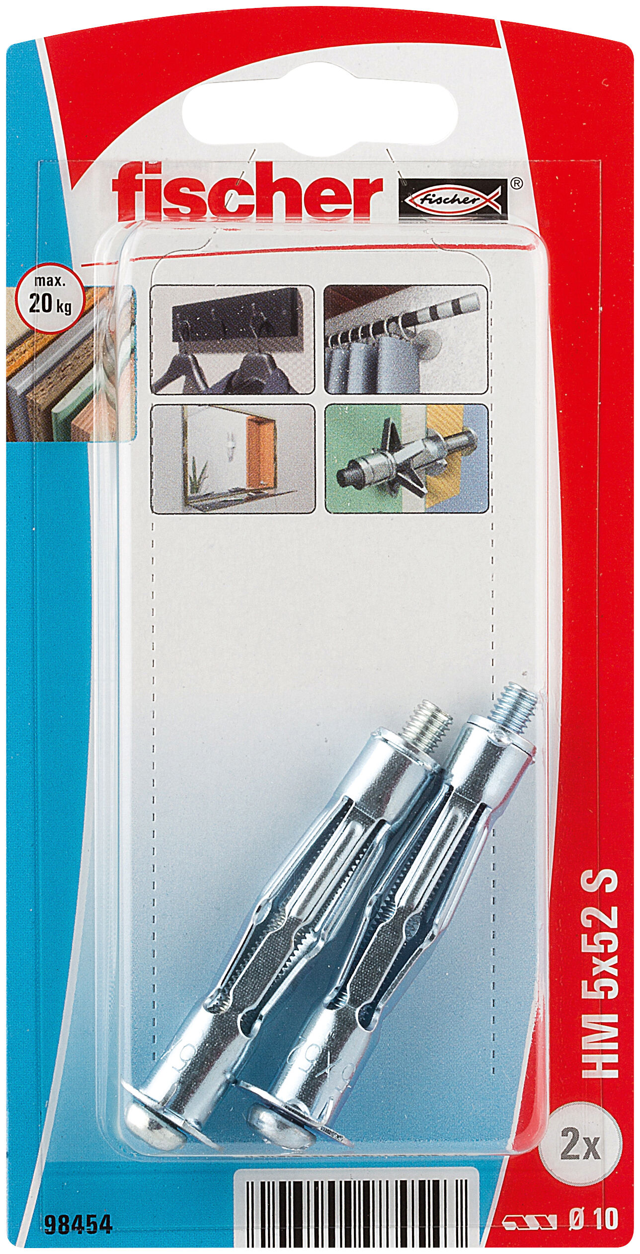 Packaging: "fischer Metal cavity fixing HM 5 x 52 S with screw SB-card"