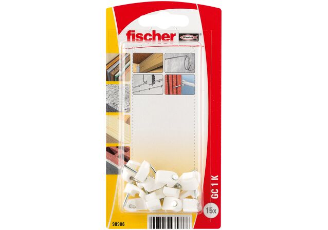 Packaging: "Blíster grapillas para cable GC 1 K Blanca"