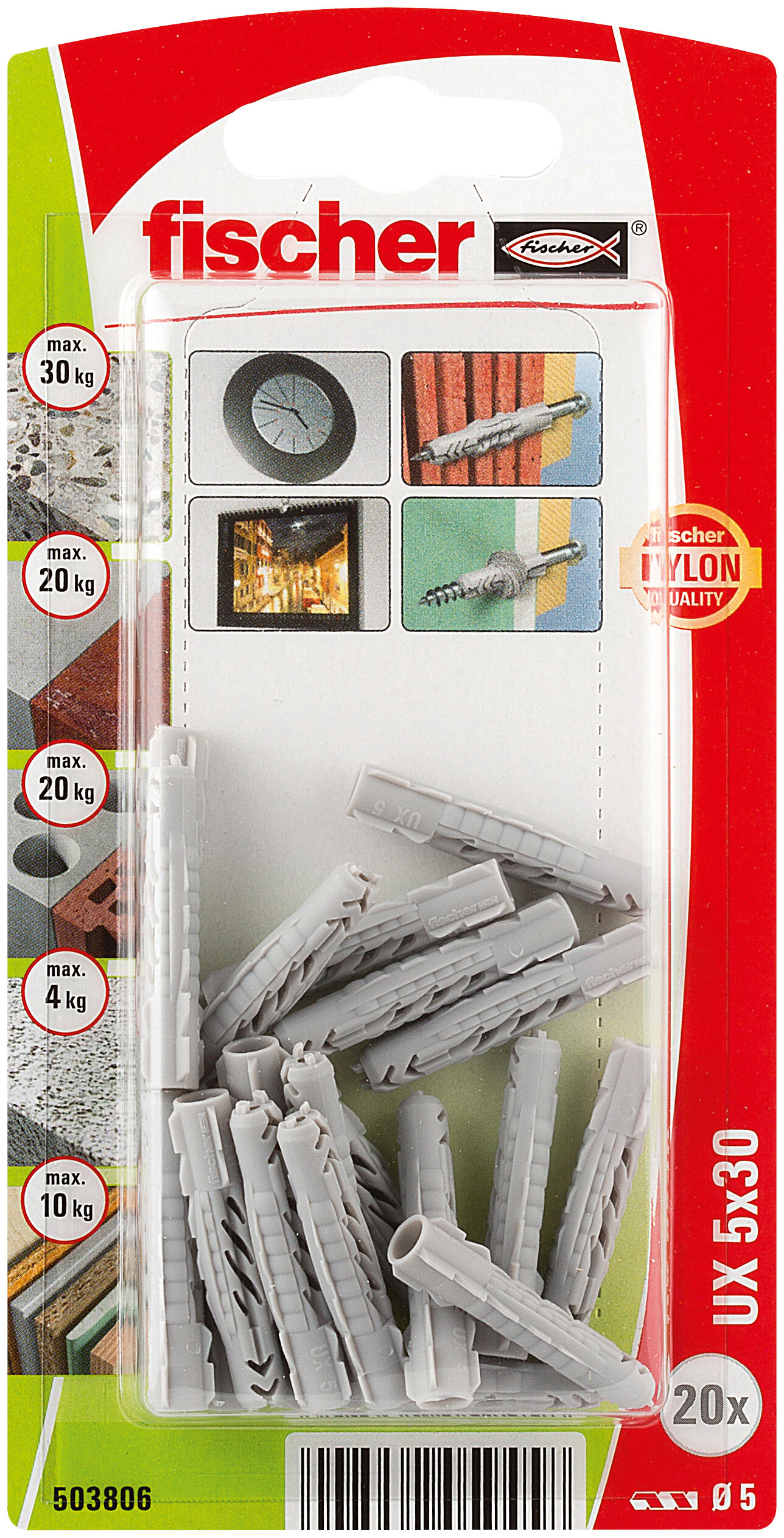 Verpackung: "fischer Universaldübel UX 5 x 30"