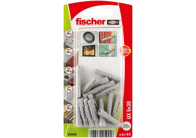 Verpackung: "fischer Universaldübel UX 5 x 30"