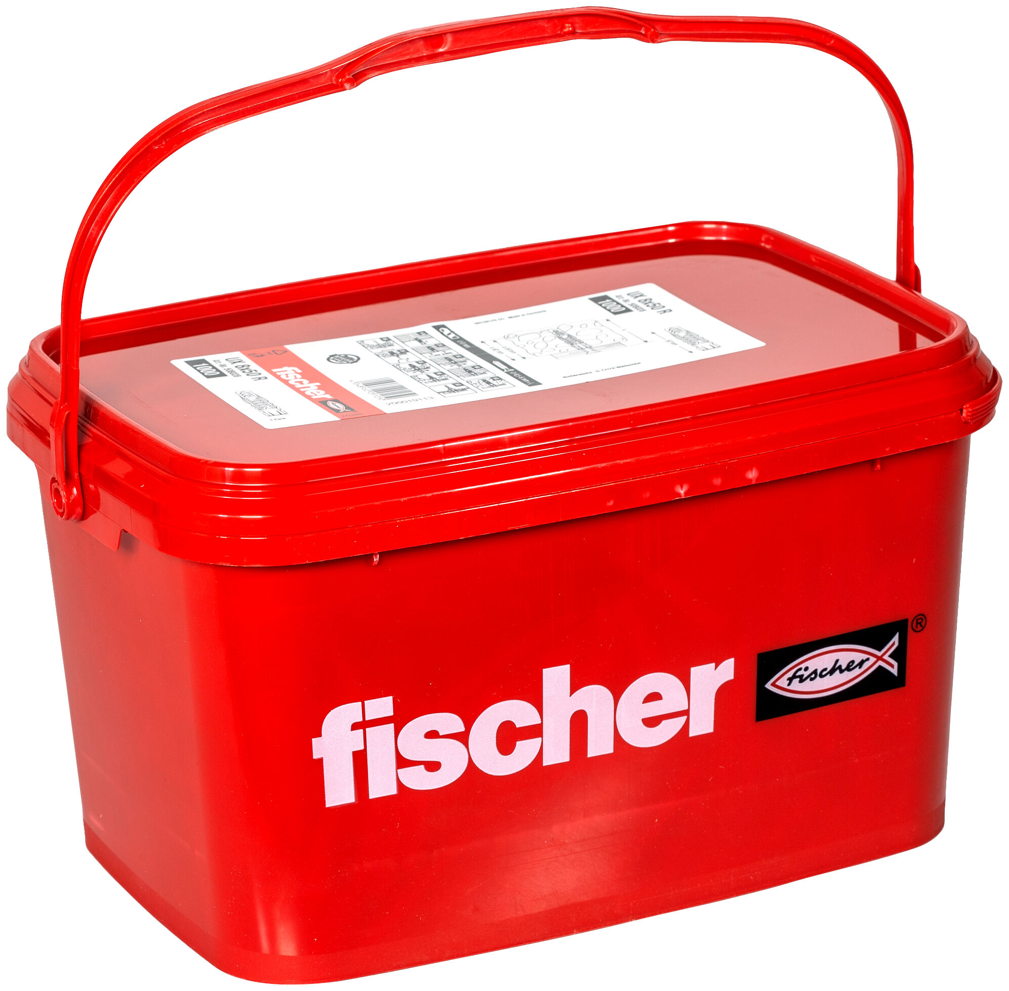 Verpackung: "fischer Universaldübel UX 8 x 50 R im Eimer"