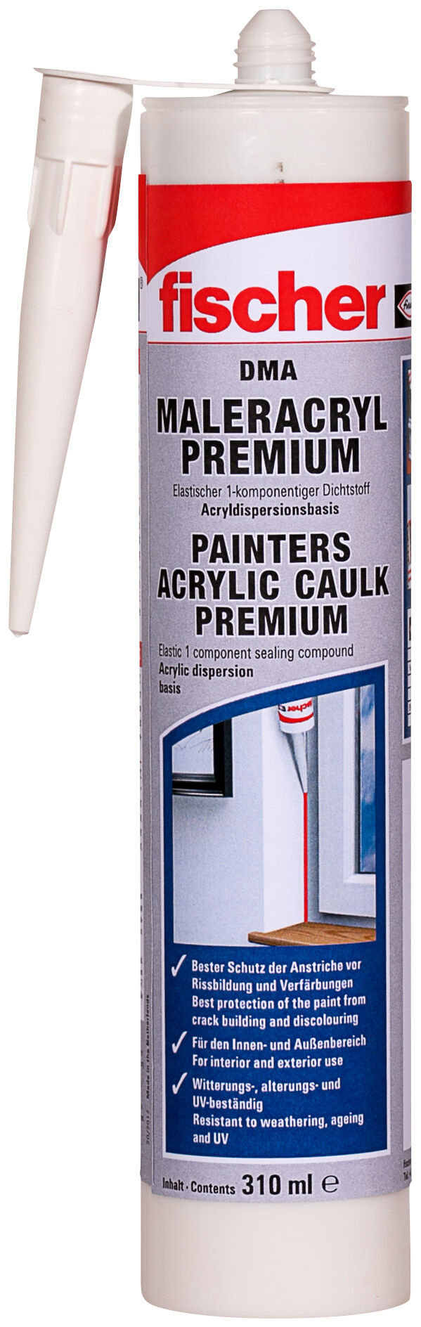 Product Picture: "fischer painting acrylic premium DMA white 310 ml"