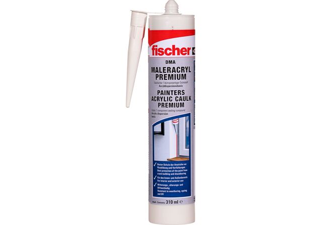 Product Picture: "fischer prémium festhető akril tömítőanyag DMA fehér 310 ml"