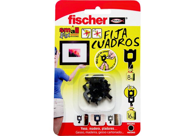 Product Picture: "fischer FIXA QUADROS PRETO 8 UDS BLISTER"