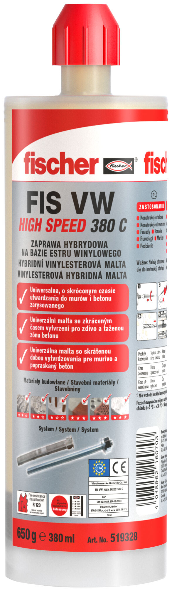 Product Picture: "fischer Injection mortar FIS VW HIGH SPEED 380 C"