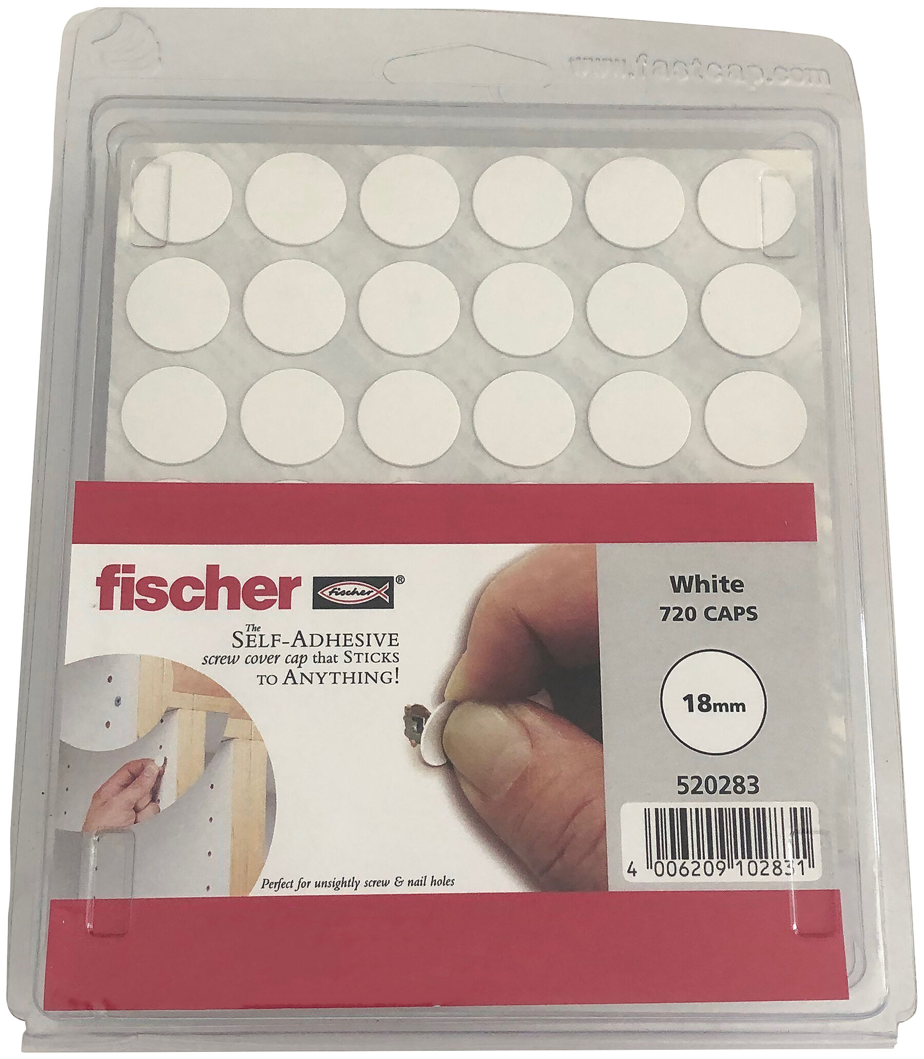 Product Picture: "fischer Dekkhetter selvklebende ø14 mm PVC HVIT BK"