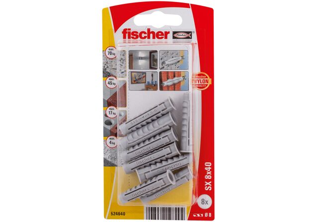 Packaging: "fischer Expansion plug SX 8 x 40 with rim"