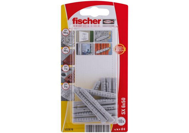 Packaging: "fischer Expansion plug SX 6 x 50"