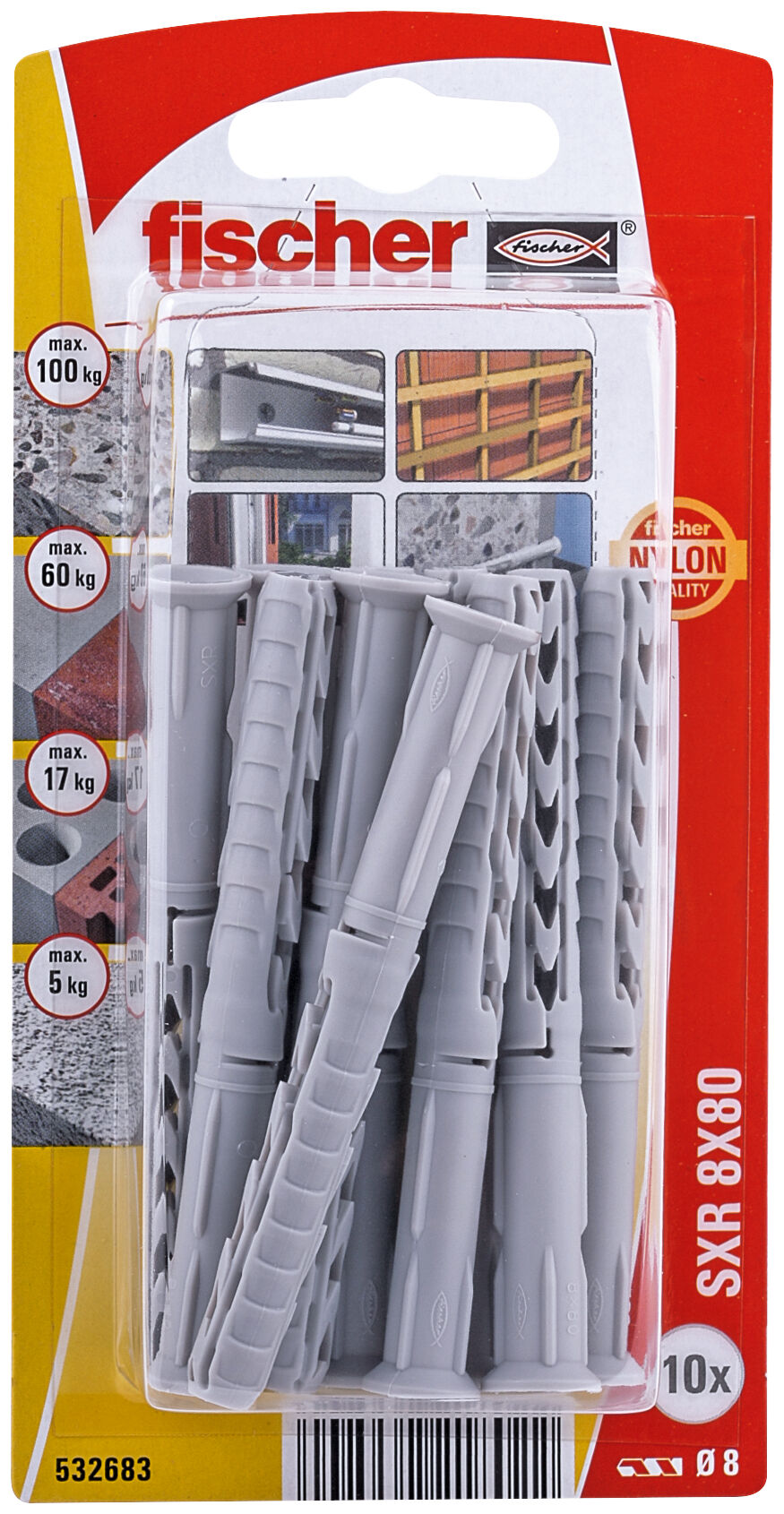 Packaging: "fischer Frame fixing SXR 8 x 80 K SB-card"