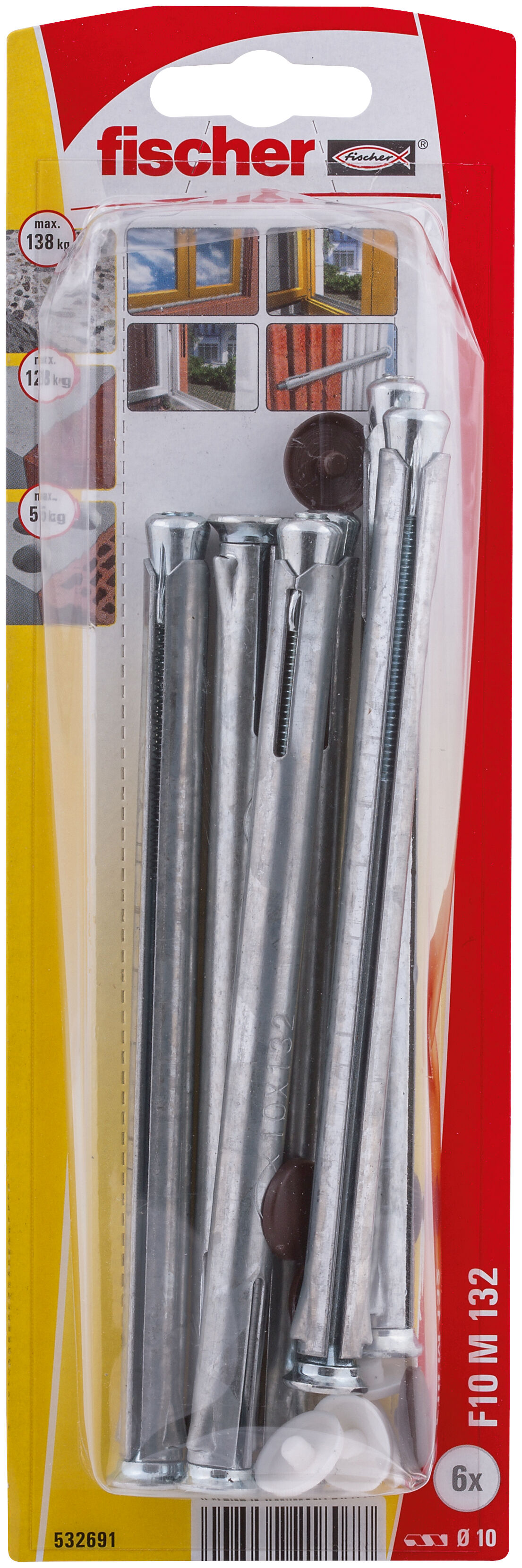 Packaging: &quot;fischer Metal çerçeve dübeli F 10 M 132 K SB kart&quot;