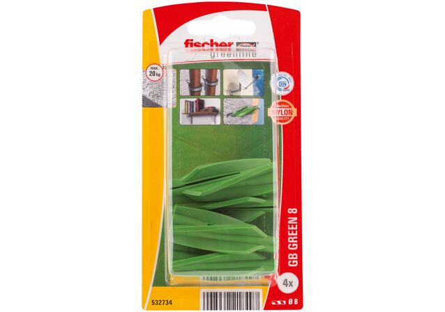 Packaging: "fischer Aircrete anchor GB Green 8 K SB-card"
