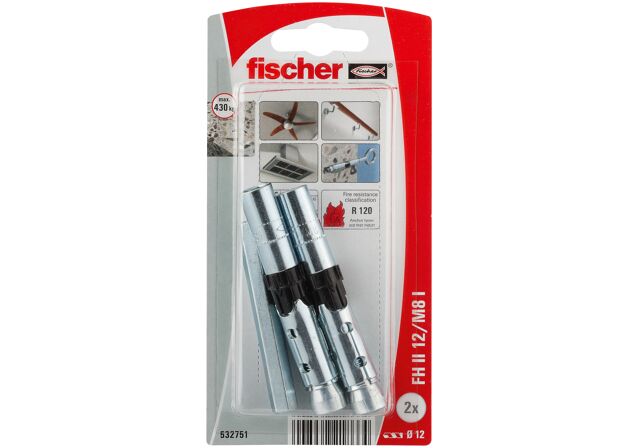 Συσκευασία: "fischer FH II 12/M8 I Αγκύριο υψηλής απόδοσης με εσωτερικό σπείρωμα σε blister"