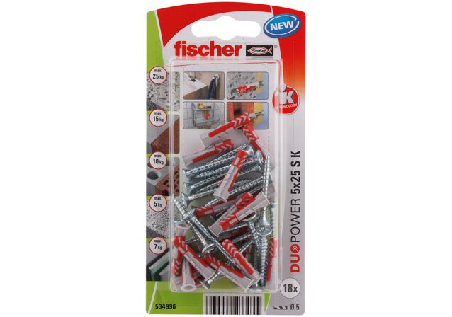 Packaging: "fischer DuoPower 5 x 25 S with screw"